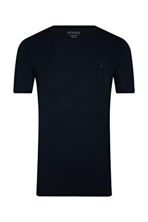 Süvari Erkek Lacivert Rahat Kalıp O Yaka Düz Tişört