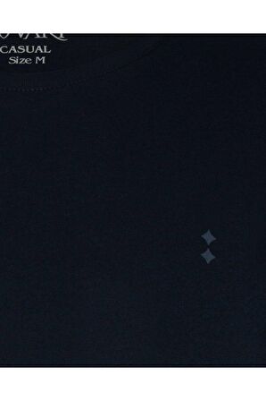 Süvari Erkek Lacivert Rahat Kalıp O Yaka Düz Tişört