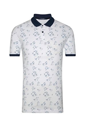 Slim Fit Desenli Polo Yaka Erkek Tişört