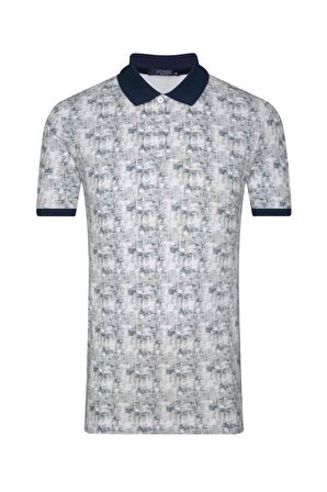 Slim Fit Desenli Polo Yaka Erkek Tişört
