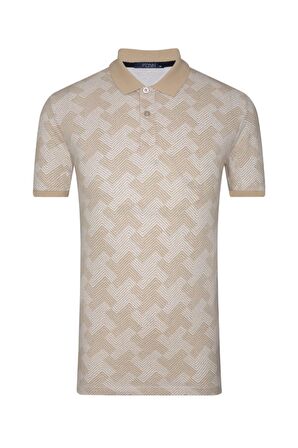 Slim Fit Desenli Polo Yaka Erkek Tişört