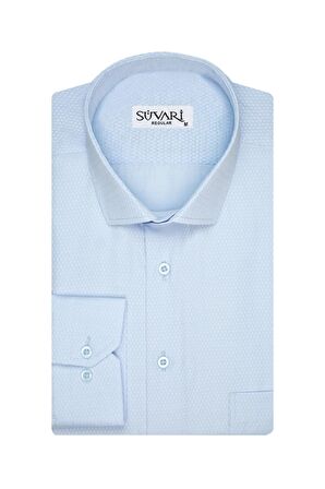 Süvari Armür Desenli Soluk Mavi Erkek Gömlek