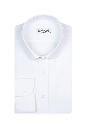 Süvari Slim Fit Filafil Beyaz Erkek Gömlek