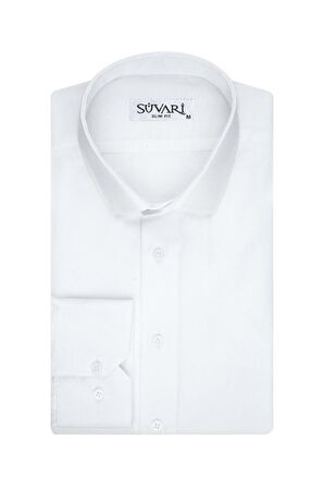 Süvari Slim Fit Filafil Beyaz Erkek Gömlek