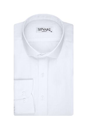 Süvari Slim Fit Filafil Beyaz Erkek Gömlek
