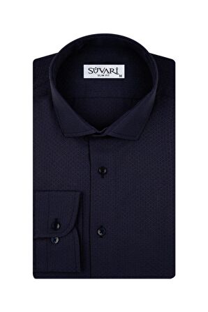 Süvari Slim Fit Armür Desenli Soluk Mavi Erkek Gömlek