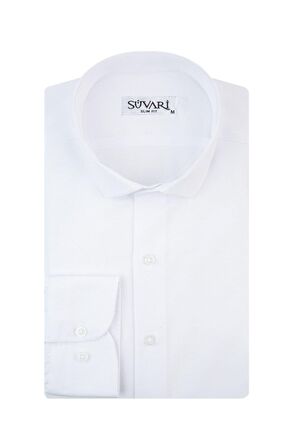 Süvari Slim Fit Filafil Beyaz Erkek Gömlek