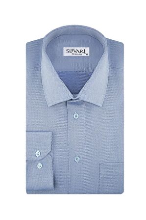 Süvari Armür Desenli Açık Mavi Erkek Gömlek