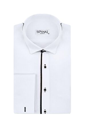 Süvari Slim Fit Ata Yaka Beyaz Erkek Gömlek