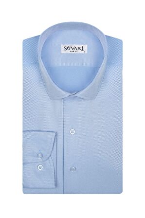 Süvari Slim Fit Armür Desenli Siyah Erkek Gömlek
