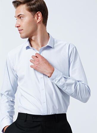 Süvari Slim Fit Klasik Yaka Düz Mavi Erkek Gömlek GM1007100442