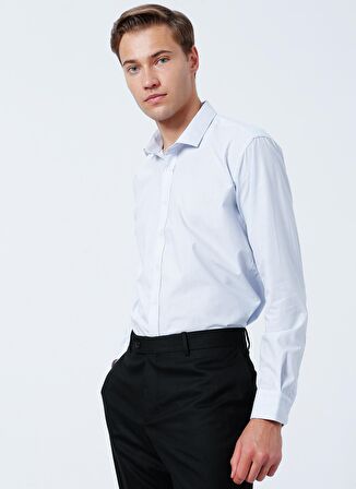 Süvari Slim Fit Klasik Yaka Düz Mavi Erkek Gömlek GM1007100442