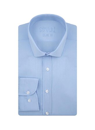 Süvari Slim Fit Klasik Yaka Düz Mavi Erkek Gömlek GM1007100443