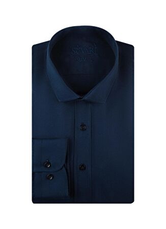 Süvari Slim Fit Klasik Yaka Düz Mavi Erkek Gömlek GM1007100444