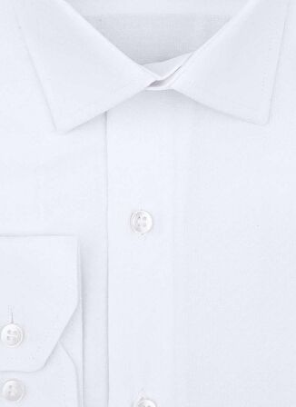 Süvari GM2025000183 Klasik Yaka  Regular Fit Armürlü Beyaz Erkek Gömlek