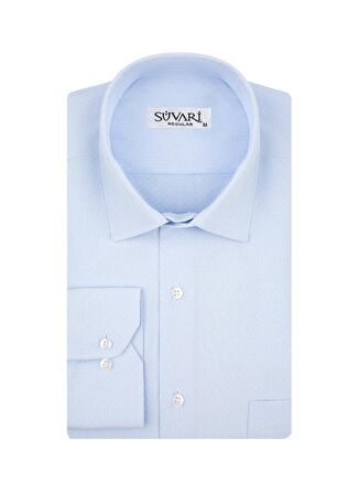 Süvari Gm2025000183 Klasik Yaka Regular Fit Armürlü Mavi Erkek Gömlek