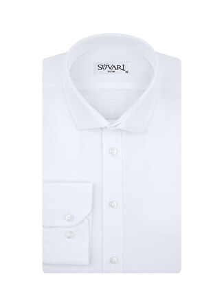 Süvari Gm2024700291 Klasik Yaka Slim Fit Armürlü Mavi Erkek Gömlek