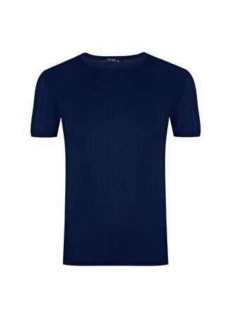 Slim Fit O Yaka Koyu Mavi Erkek Tişört