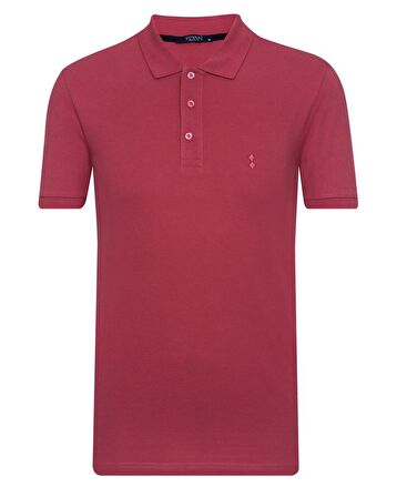 Süvari Dar Kalıp Polo Yaka Pembe  Erkek Tişört