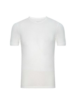 Süvari Slim Fit Waffle Desenli O Yaka Beyaz Tshirt
