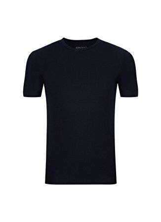 Süvari Slim Fit Waffle Desenli O Yaka Lacivert Tsh