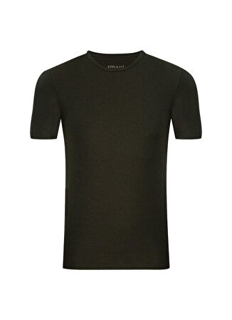 Süvari Slim Fit Waffle Desenli O Yaka Yeşil Tshirt
