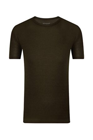 Süvari Slim Fit Waffle Desenli O Yaka Yeşil Tshirt