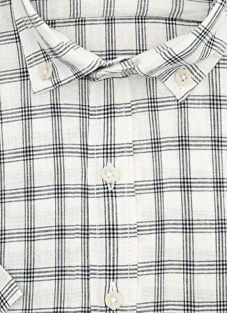 Süvari Desenli Kısa Kollu Beyaz Erkek Gömlek