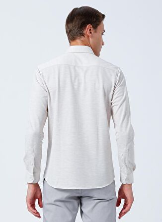 Süvari Slim Fit Uzun Kol Jakarlı Örme Bej Erkek Gömlek