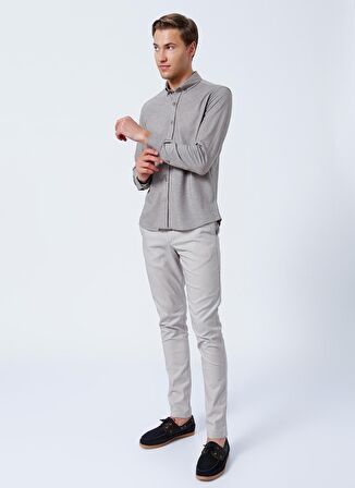 Süvari Slim Fit Klasik Yaka Jakarlı Kahve Erkek Gömlek GM2025500394