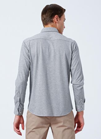 Süvari Slim Fit Uzun Kol Jakarlı Örme Gri Erkek Gömlek