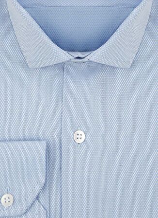 Süvari Slim Fit Armür Desenli Açık Mavi Erkek Gömlek