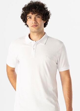 Süvari Polo Yaka Armürlü Beyaz Erkek T-Shirt Ts1014000235