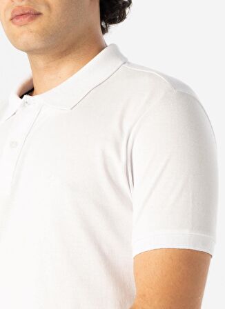 Süvari Polo Yaka Armürlü Beyaz Erkek T-Shirt Ts1014000235