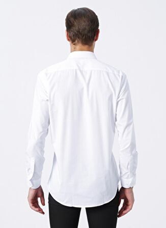 Süvari Slim Fit Klasik Yaka Düz Beyaz Erkek Gömlek GM1007100465