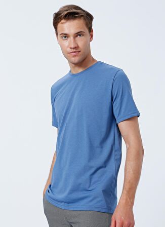 Süvari O Yaka Düz Mavi Erkek T-Shirt TS1014000239