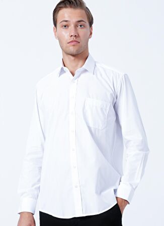 Süvari Regular Fit Klasik Yaka Düz Beyaz Erkek Gömlek GM1001400229