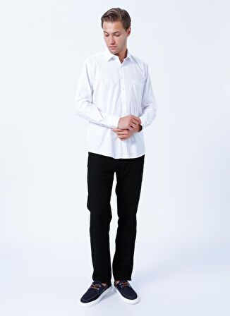 Süvari Regular Fit Klasik Yaka Düz Beyaz Erkek Gömlek GM1001400229