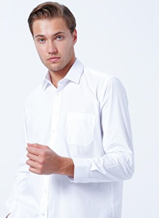 Süvari Regular Fit Klasik Yaka Düz Beyaz Erkek Gömlek GM1001400229