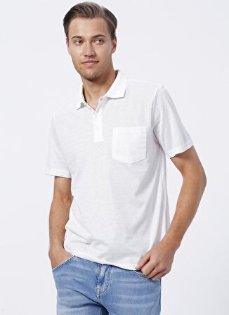 Süvari Polo Yaka Jakarlı Beyaz Erkek Polo T-Shirt TS1014000242