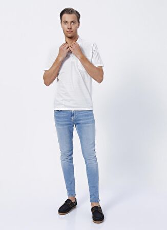 Süvari Polo Yaka Jakarlı Beyaz Erkek Polo T-Shirt TS1014000242