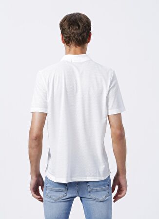 Süvari Polo Yaka Jakarlı Beyaz Erkek Polo T-Shirt TS1014000242