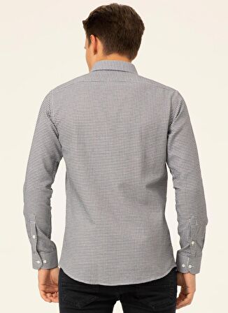 Süvari Slim Fit Klasik Yaka Armürlü Mavi Erkek Gömlek GM2024700323