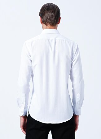 Süvari Slim Fit Klasik Yaka Armürlü Beyaz Erkek Gömlek GM2024700327