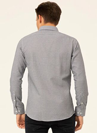 Süvari Slim Fit Klasik Yaka Armürlü Mavi Erkek Gömlek GM2024700329