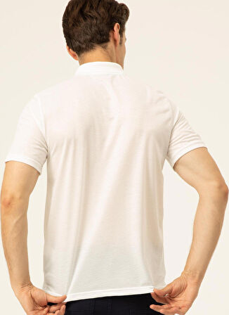 Süvari Baskılı Beyaz Erkek Polo T-Shirt tS1014000263