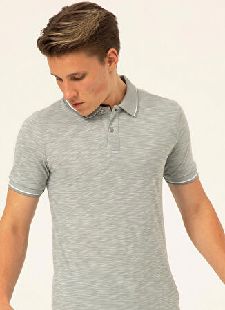 Süvari Baskılı Açık Gri Erkek Polo T-Shirt TS1014000263