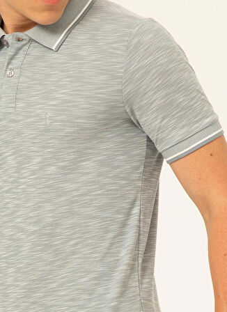 Süvari Baskılı Açık Gri Erkek Polo T-Shirt TS1014000263