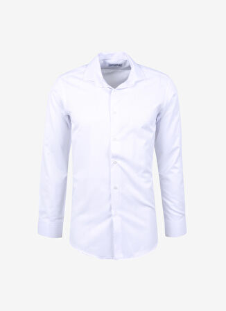 Süvari Slim Fit Klasik Yaka Armürlü Beyaz Erkek Gömlek GM2024700333