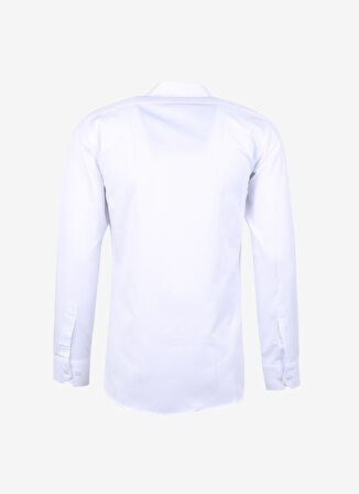 Süvari Slim Fit Klasik Yaka Armürlü Beyaz Erkek Gömlek GM2024700333